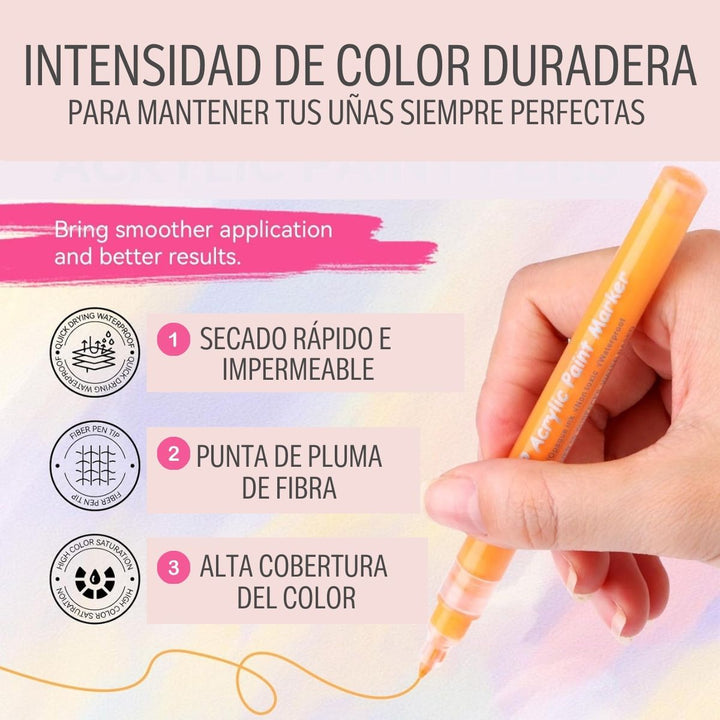 NailCraft® Set x 12 Marcadores Acrílicos Profesionales para Uñas