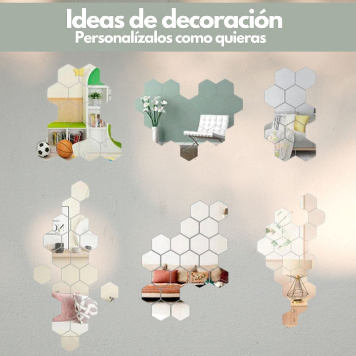 Deluxe® Set de 10 espejos Adhesivos Decorativos