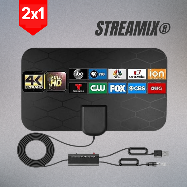 Streamix® Antena Digital HD para TV 2X1